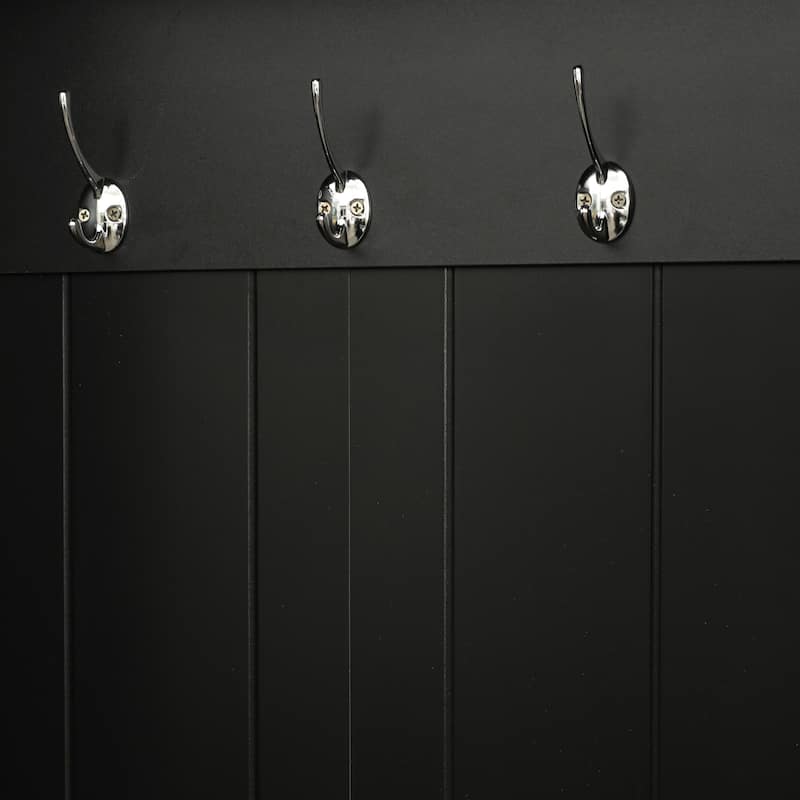 Shoe Cabinet with Flip-Up Bench, Adjustable Shelves and Hanging Hooks - 15.24"W x 47.24"H x 35.55"D