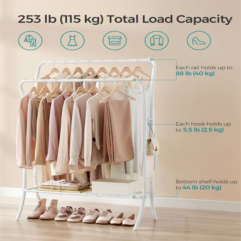 Clothing Rack with Shelves - 18.1"D x 39.4"W x 61"H