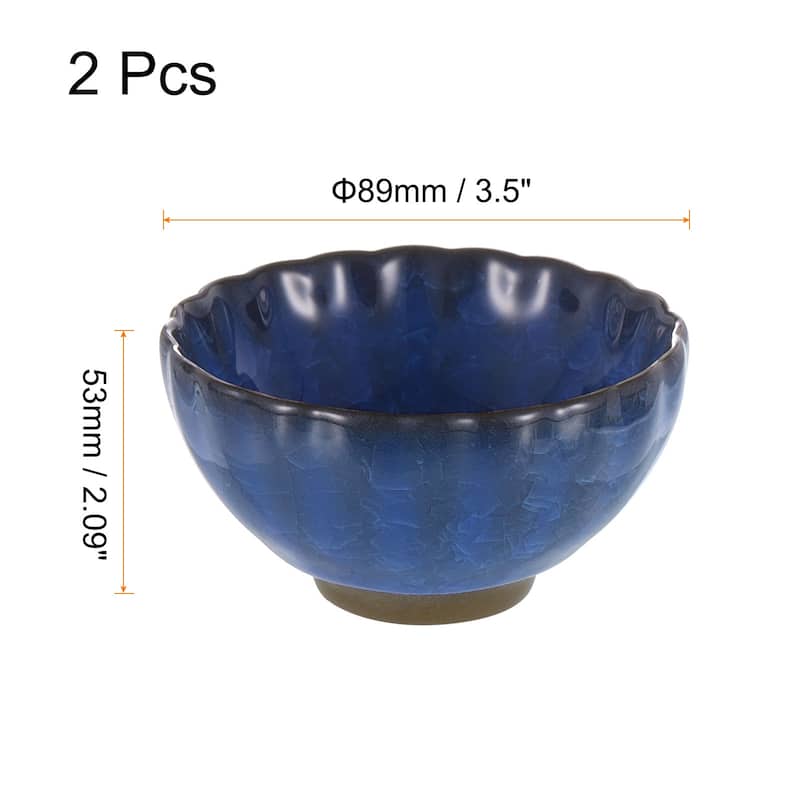 Japanese Matcha Bowl 4.23oz Large Traditional Gong Fu Tea Cup - Blue - 2Pcs