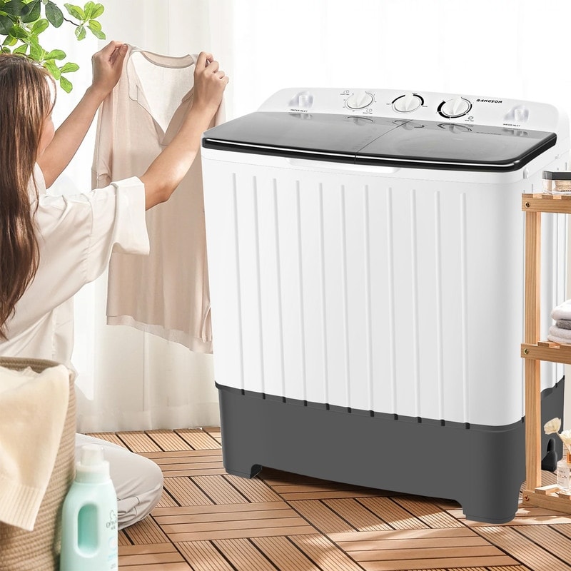 Portable mini compact twin tub washing sales machine washer spin dryer 17.6 lb