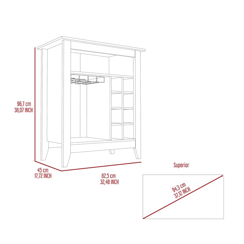 Anmytek Wenge Bar Cabinet Wine Rack with Open Shelf