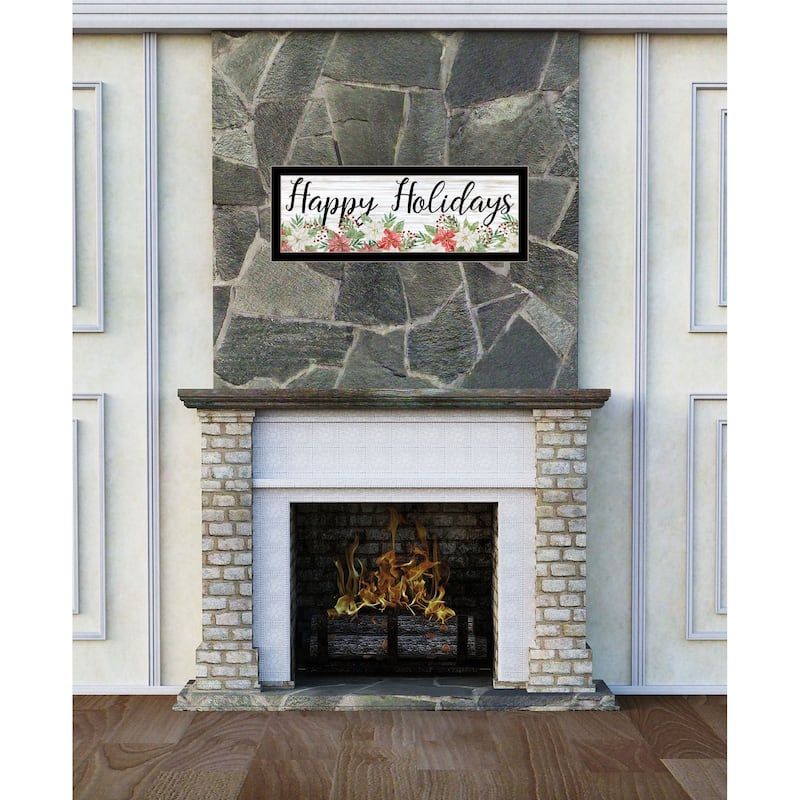 TrendyDecor4U Contemporary "Happy Holiday" Framed Print Wall Art