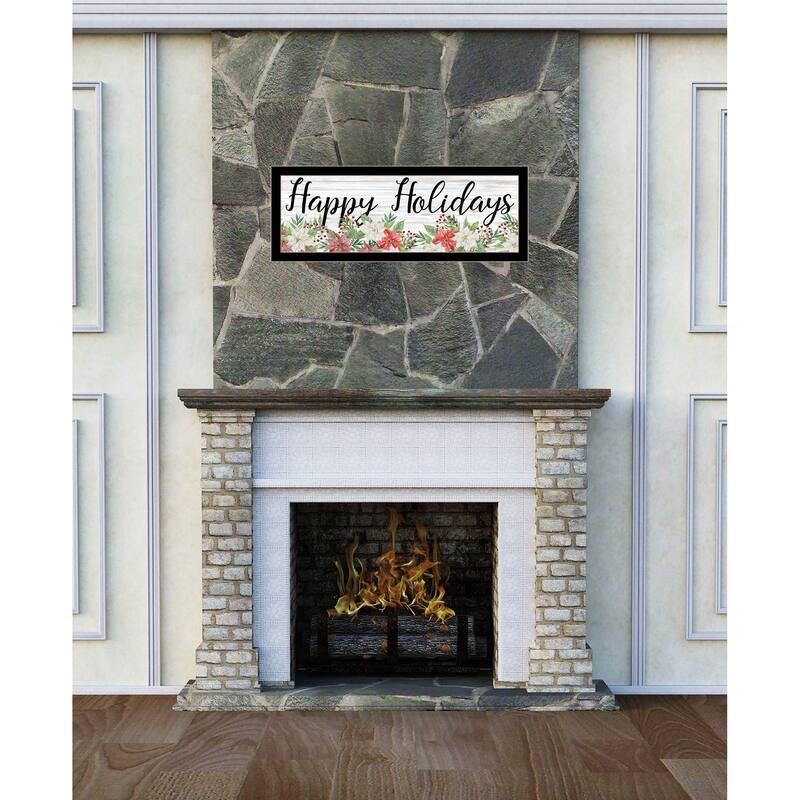 TrendyDecor4U Contemporary "Happy Holiday" Framed Print Wall Art