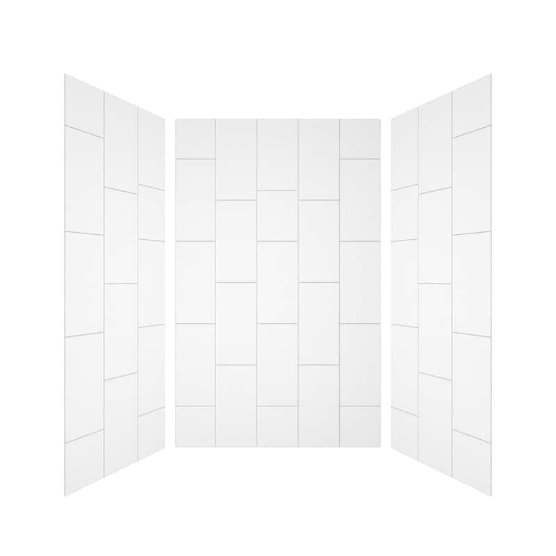 60 in. L x 36 in. W x 96 in. H Three-Piece Glue Up Alcove Shower Wall Surround in White - 60 x 96