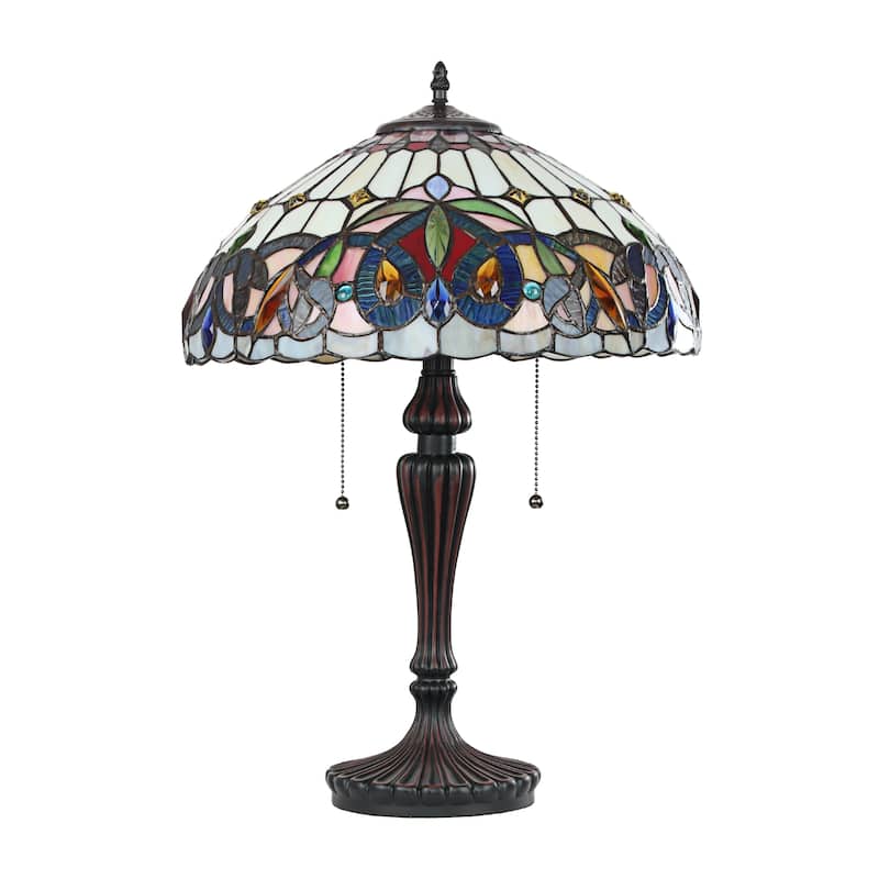 Tiffany-Style Victorian Design 2-light Dark Bronze Table Lamp