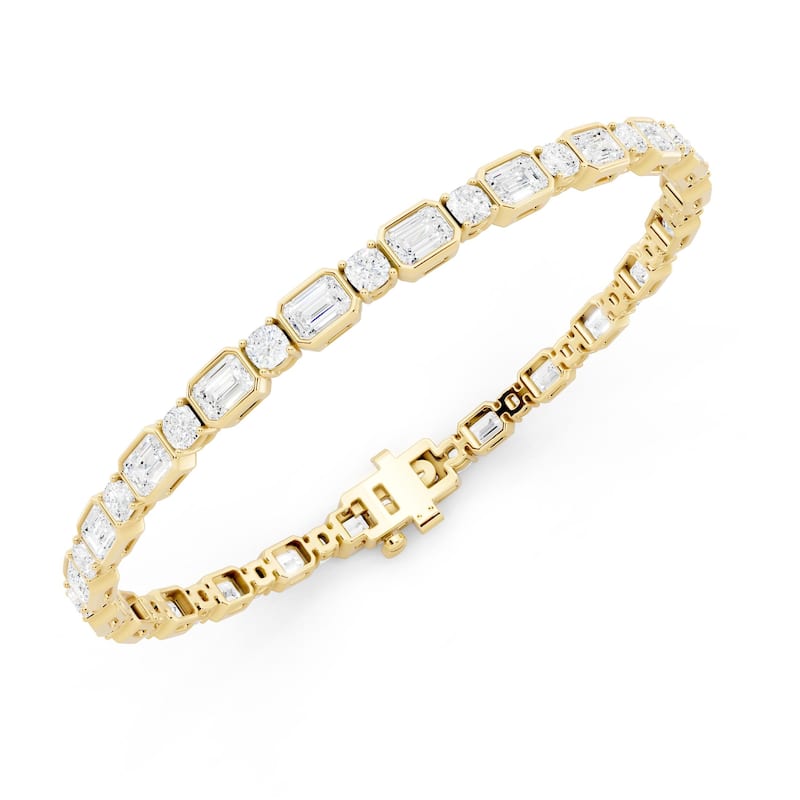 Auriya 14K Gold Lab Grown Diamond Bezel Tennis Bracelet 9 1/3 ct. tw. (E-F VS)