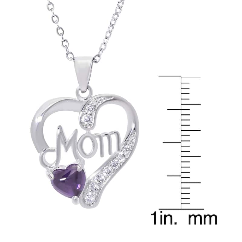 Victoria Townsend Silver Plate MOM Heart necklace with Heart shaped Stone