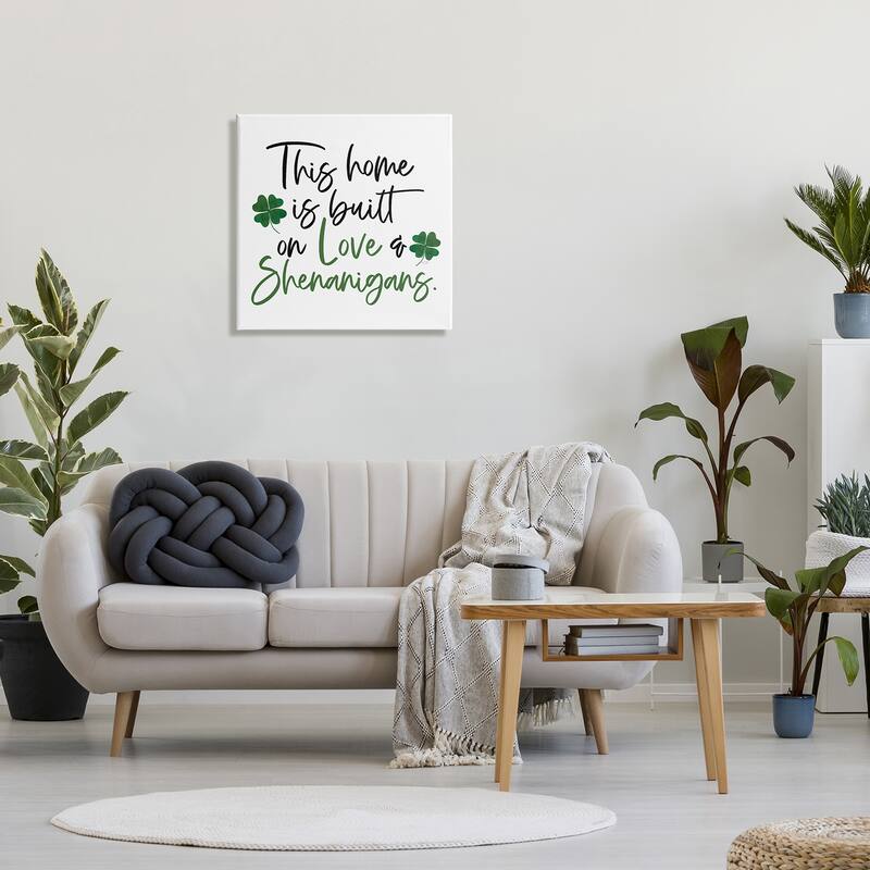 Stupell Love & Shenanigans Lucky Green Clover Calligraphy Quote Canvas Wall Art Design By Lux + Me Designs