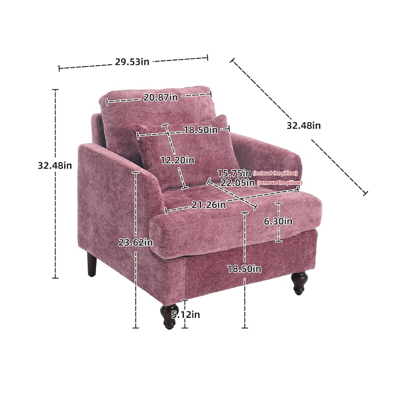 HOMEFUN Chenille Upholstered Wood Frame Loveseat with Armchair for Living Room