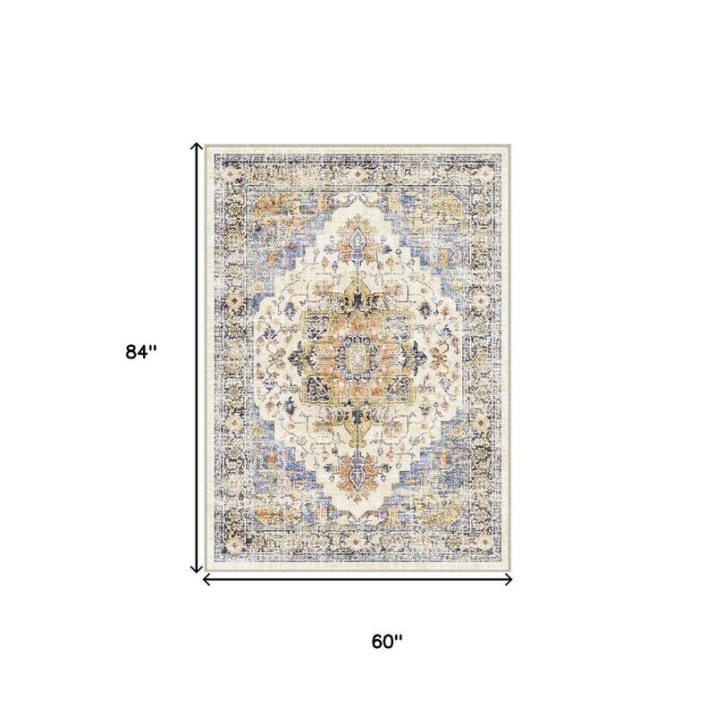HomeRoots Medallion Traditional Rectangle Area Rug