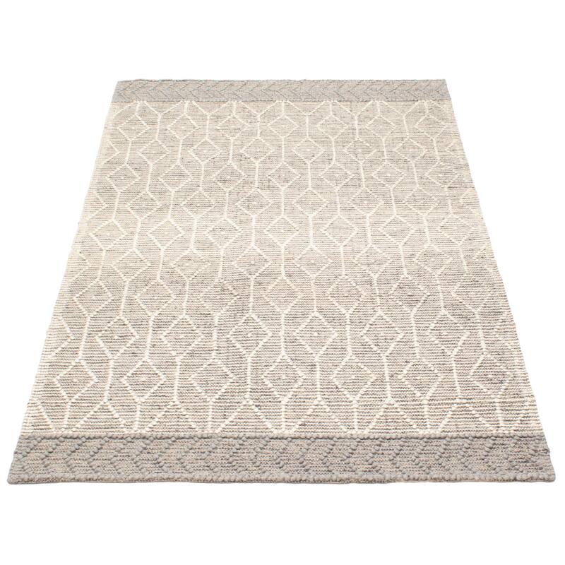 ECARPETGALLERY Braid weave Sienna Grey Wool Rug - 5'0 x 7'10