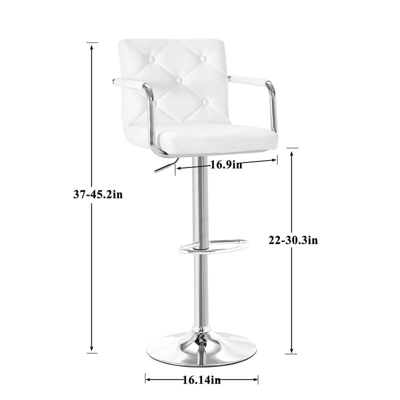 Javlergo Adjustable Height Swivel Bar Stools PU Leather with Back and Armrest, Set of 4 Barstools