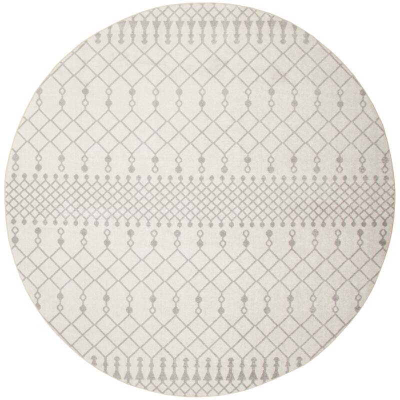 HomeRoots Moroccan Bohemian Round Area Rug - 94.00 in. x 94.00 in. x 0.25 in.