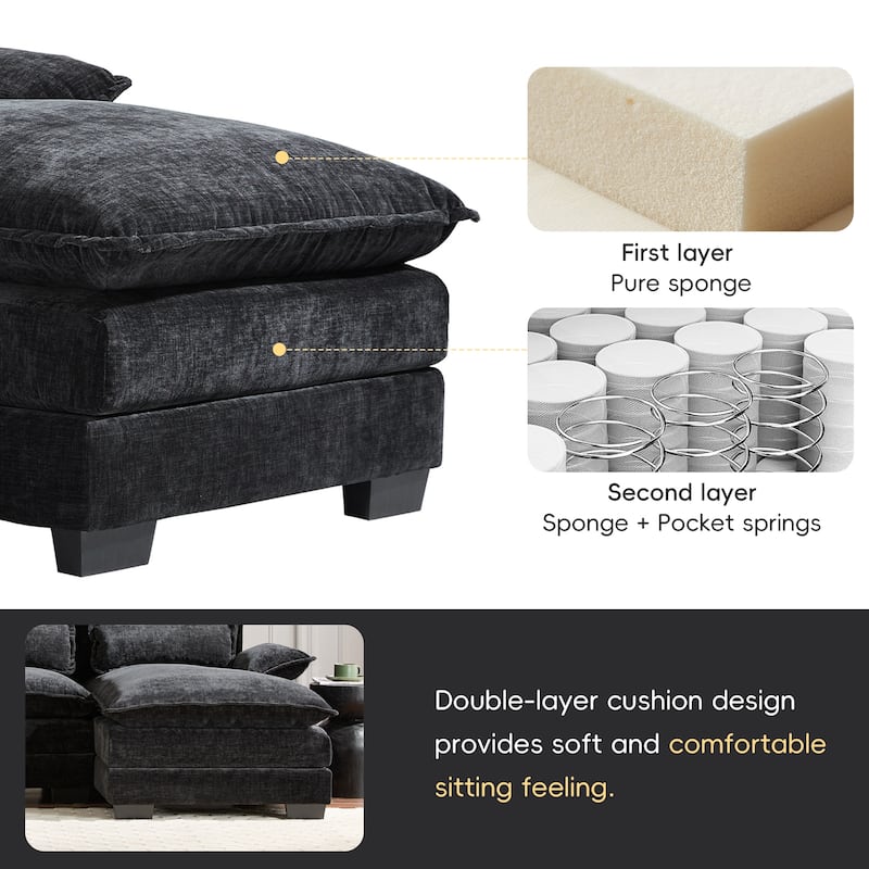 Merax Modern U-shaped Sectional Sofa with Waist Pillows, and Chaise Lounge