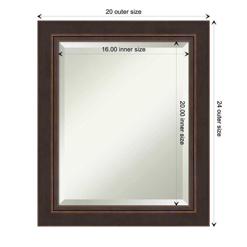 Beveled Wood Bathroom Wall Mirror - Lara Bronze Frame - Lara Bronze - 20 x 24 in