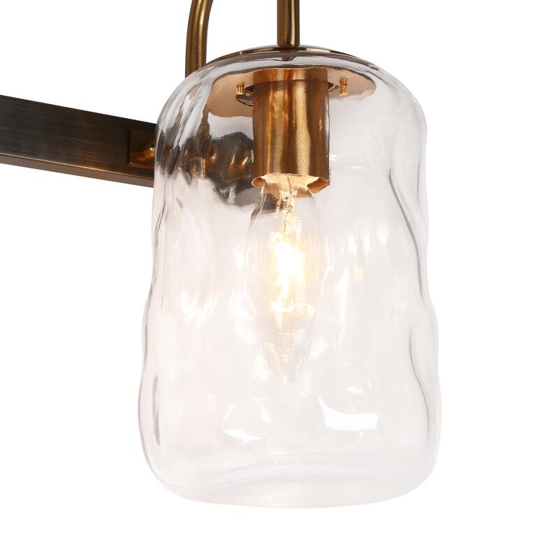 3-Light Black Gold Bathroom Vanity Light Glass Wall Sconces - L24"*W9.8"* H7.5"