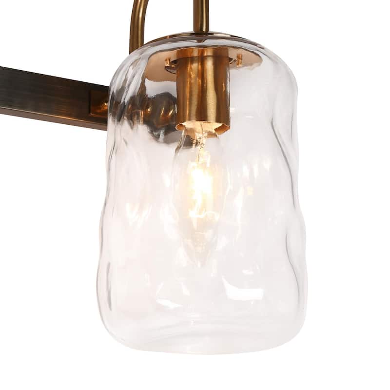 Modern Gold 2/4-Light Bathroom Vanity Lights Textured Glass Wall Sconces