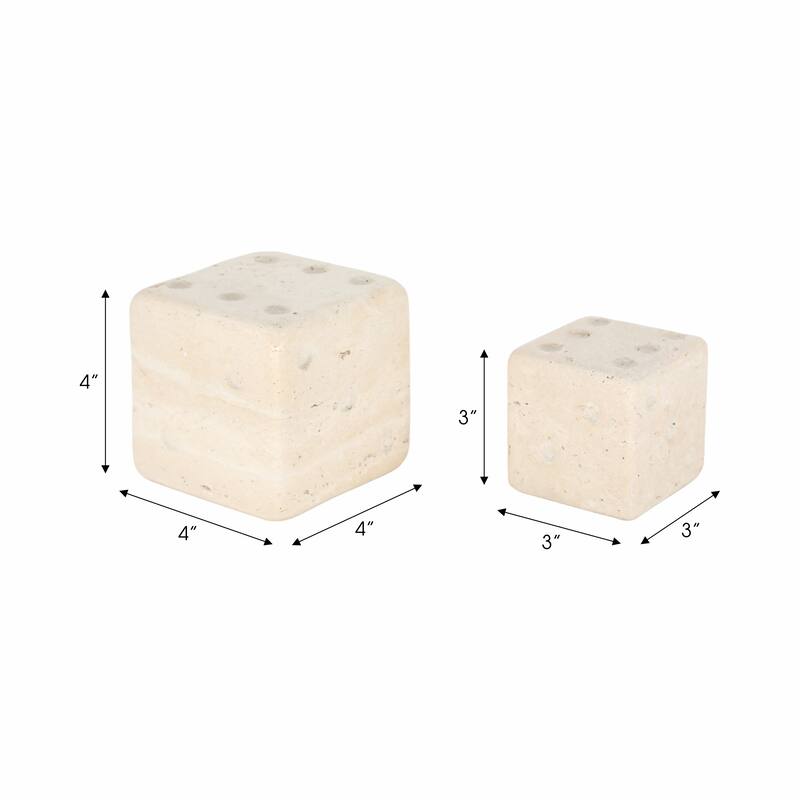 Sagebrook Home Luxury Marble and Steel Dice - Exclusive Home Decor Games for Sophisticated Fun, Set of 2 - 4" x 4" x 4"