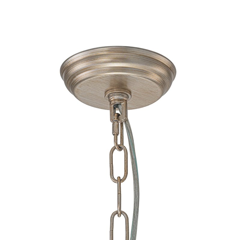 6-Light Glam Distressed Silver Crystal Accented Round Lantern Pendant - 21.7 Inches