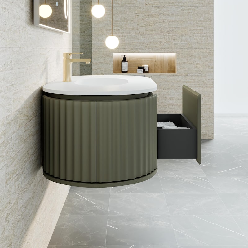 Eviva Haven 39"W Green Wallmount Bath Vanity with Integrated Sink