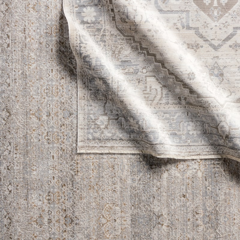 Venn Medallion Taupe/ Silver Area Rug