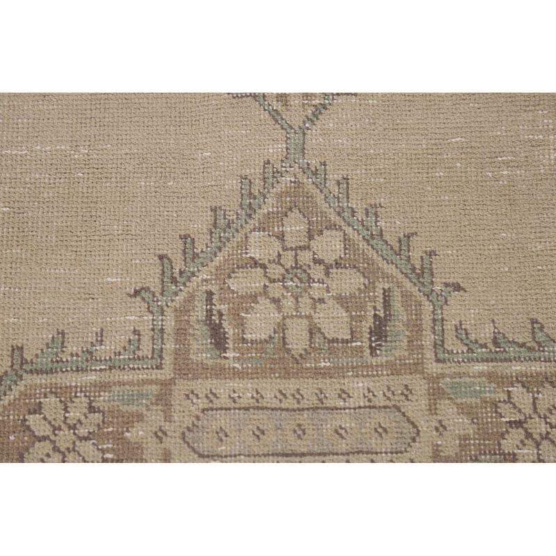 Distressed Tabriz Persian Vintage Area Rug Handmade Beige Wool Carpet - 7'9"x 11'0"