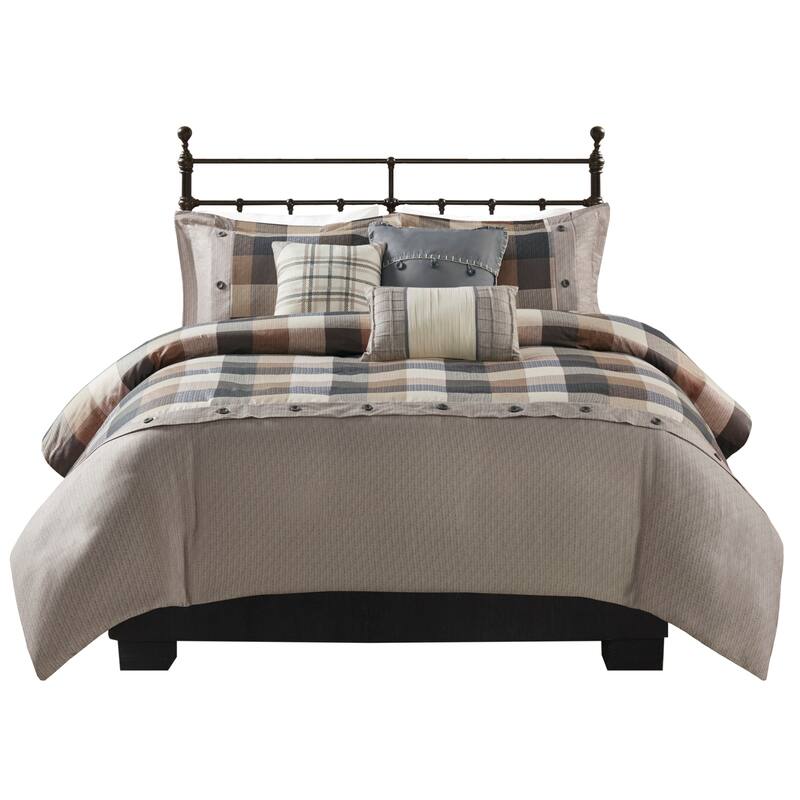 GDF Studio - Ridge 6-Piece Herringbone Duvet Cover Set with Decorative Pillows