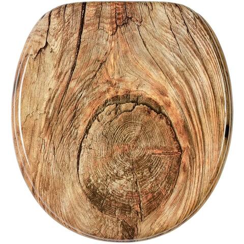 Sanilo 118 Round Silent Soft Close Molded Wood Adjustable Toilet Seat, Rustic - 5.5