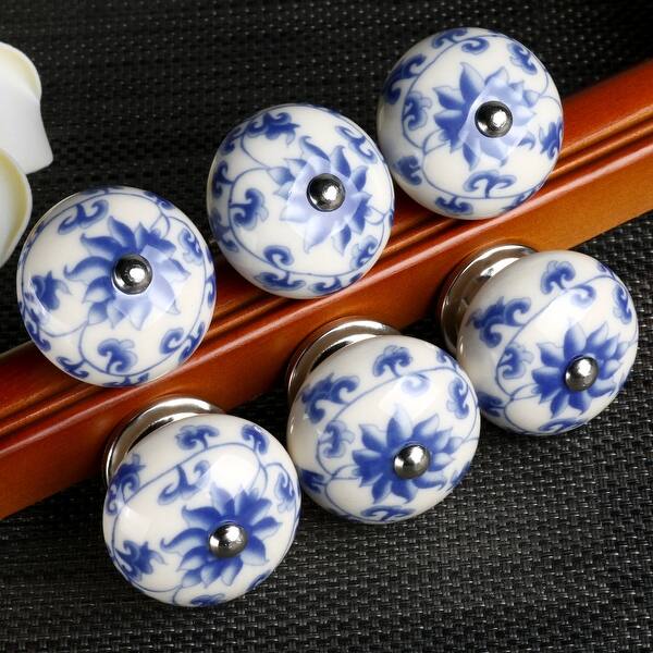 Shop 6 Pcs Ceramic Knobs Drawer Pulls Cupboard Handles Door Blue