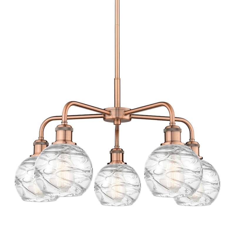 Innovations Lighting 516-5CR-15-24 Athens Deco Swirl Chandelier Athens - Antique Copper / Clear Deco Swirl