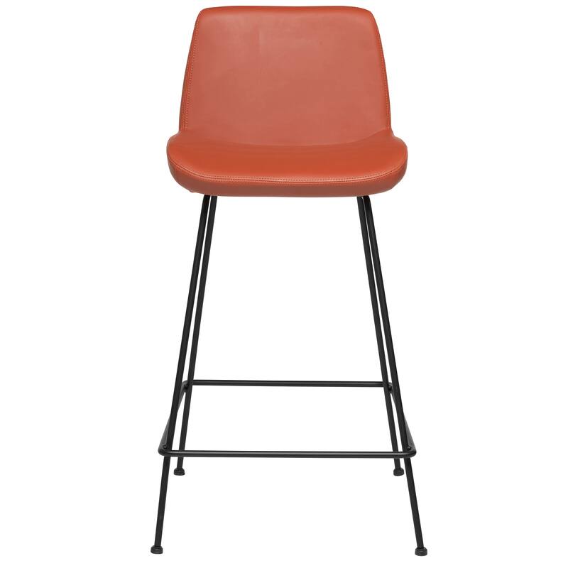 Capri Modern Leatherette Bar and Counter Stool - Terracotta with Black Base - Bar Height