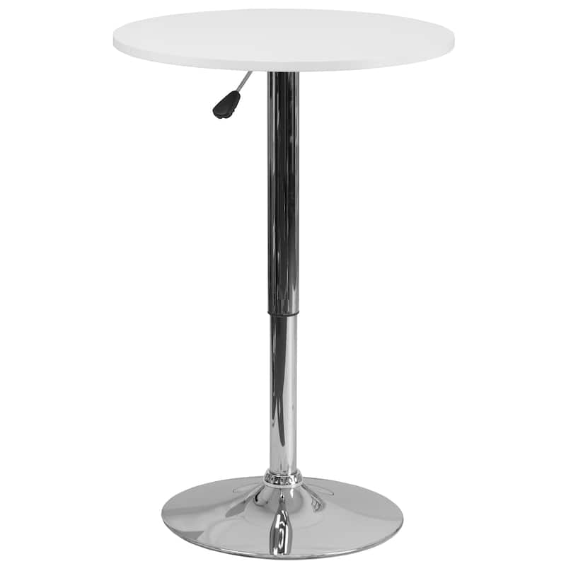 23.75" Round Adjustable White Wood Table (Adjustable Range 26.25" - 35.75")
