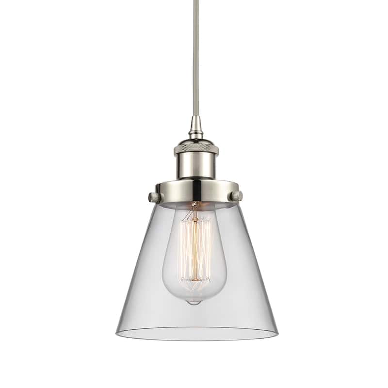 Innovations Lighting 916-1P-9-6 Cone Pendant Cone 6" Wide Mini Pendant - Polished Nickel / Clear