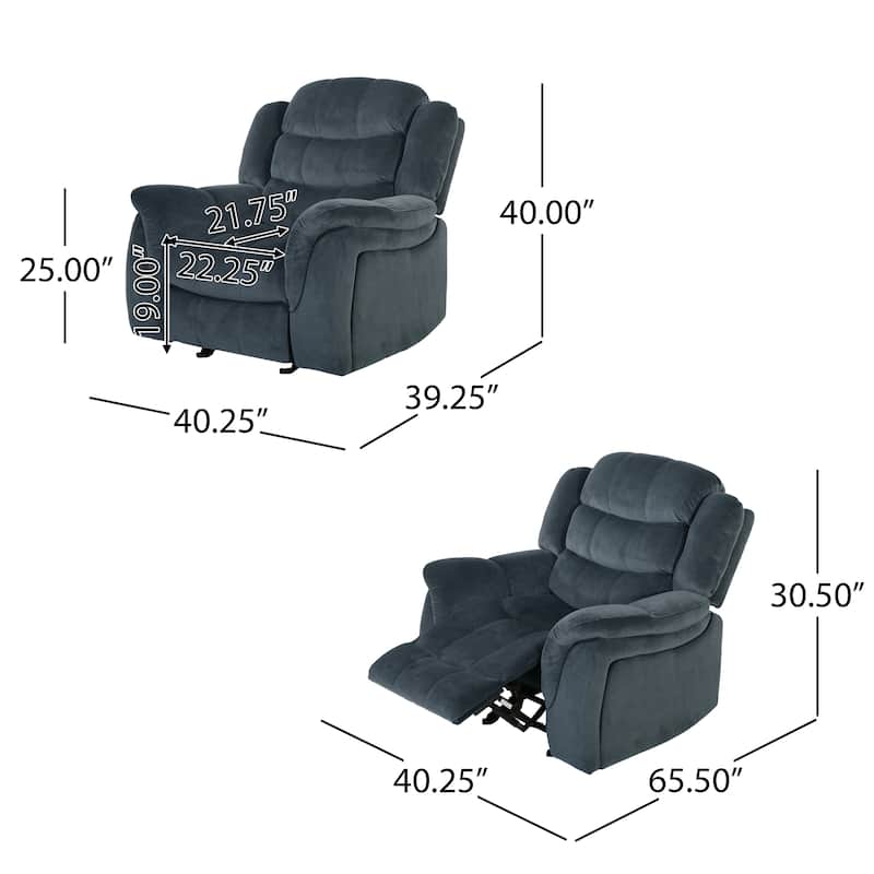 Oversized Brown Plush Fabric Glider Recliner Chair with Spacious Seat and Classic Design