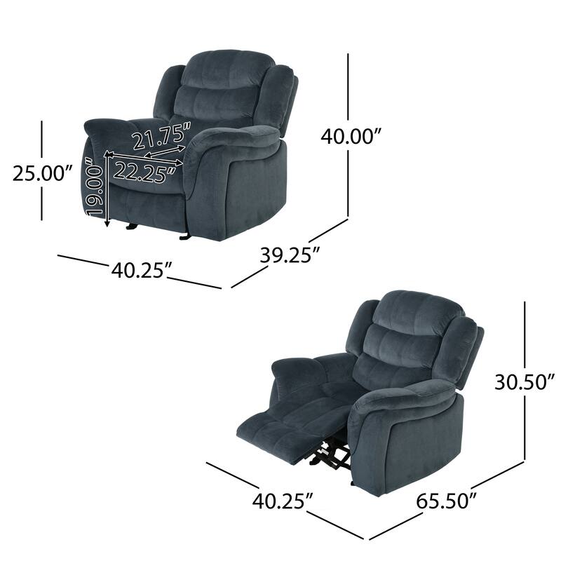 Roomfitters Classic Design, Brown Plush Fabric, Glider Recliner