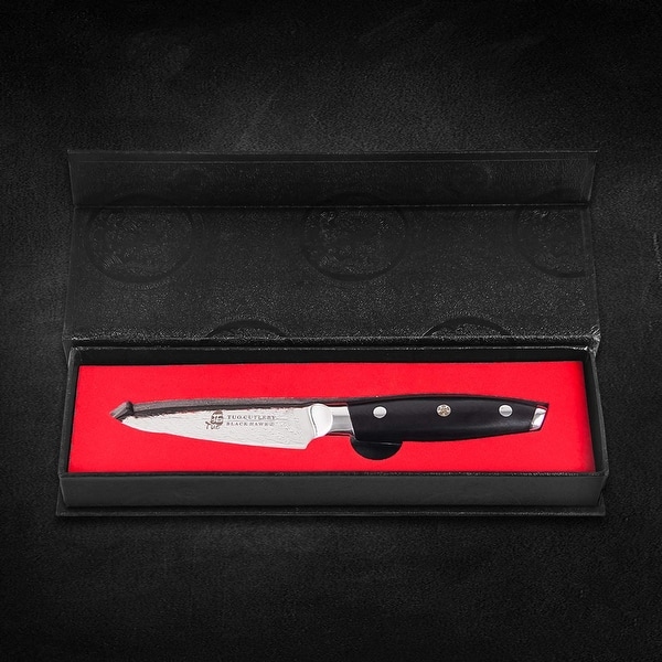 TUO Chef Paring Knife,HC Steel w/Ergonomic G10 Handle,Blk Hawk-S