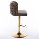preview thumbnail 44 of 47, Modern PU Upholstered Bar Stools Set of 2, Adjustable Seat Height Swivel Bar Chair, Tufted Backrest Rivet Decorative Bar Stool