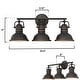 preview thumbnail 6 of 4, Westinghouse Lighting Boswell Three-Light Oil Rubbed Bronze Indoor Wall Fixture