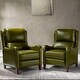preview thumbnail 124 of 166, Brigida Multifunctional Modern Genuine Leather Nailhead Trim Recliner with Adjustable Footrest Set of 2 by HULALA HOME OLIVE