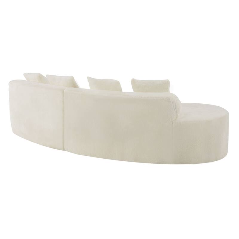 Plush Curved Sectional Sofa Cozy Modular Deep Seat Couch with Pillows