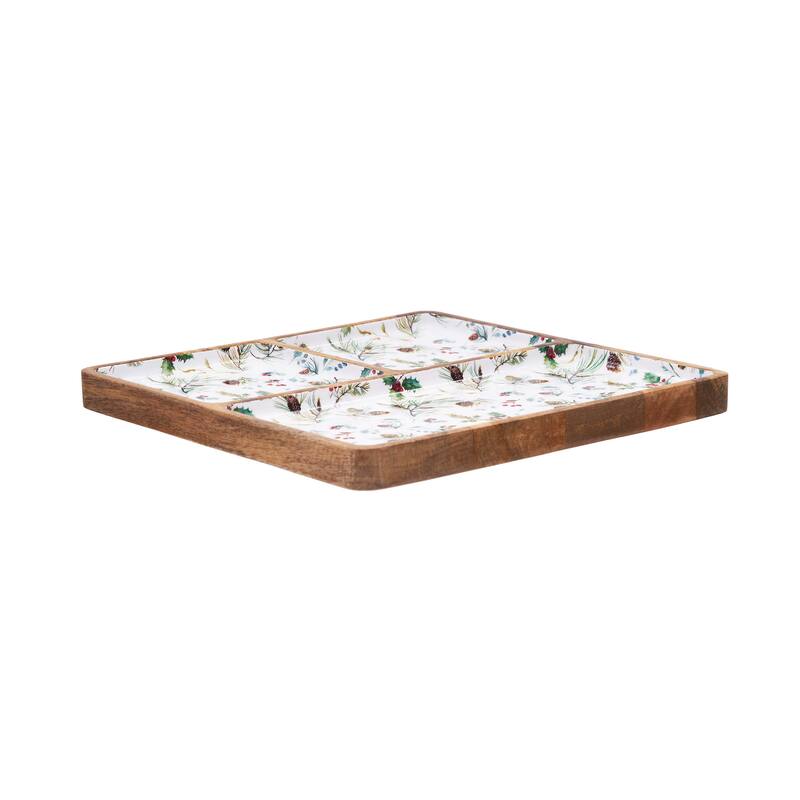 Edith 3 Partition Mango Wood Tray