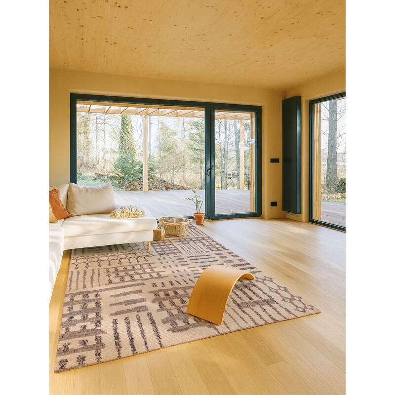 ECARPETGALLERY Hand-knotted Looma Cream, Grey Wool Rug - 8'3 x 10'0