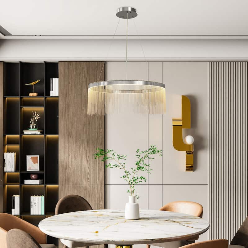 Modern Aluminum Tassel Linear Chandelier for Dining Room