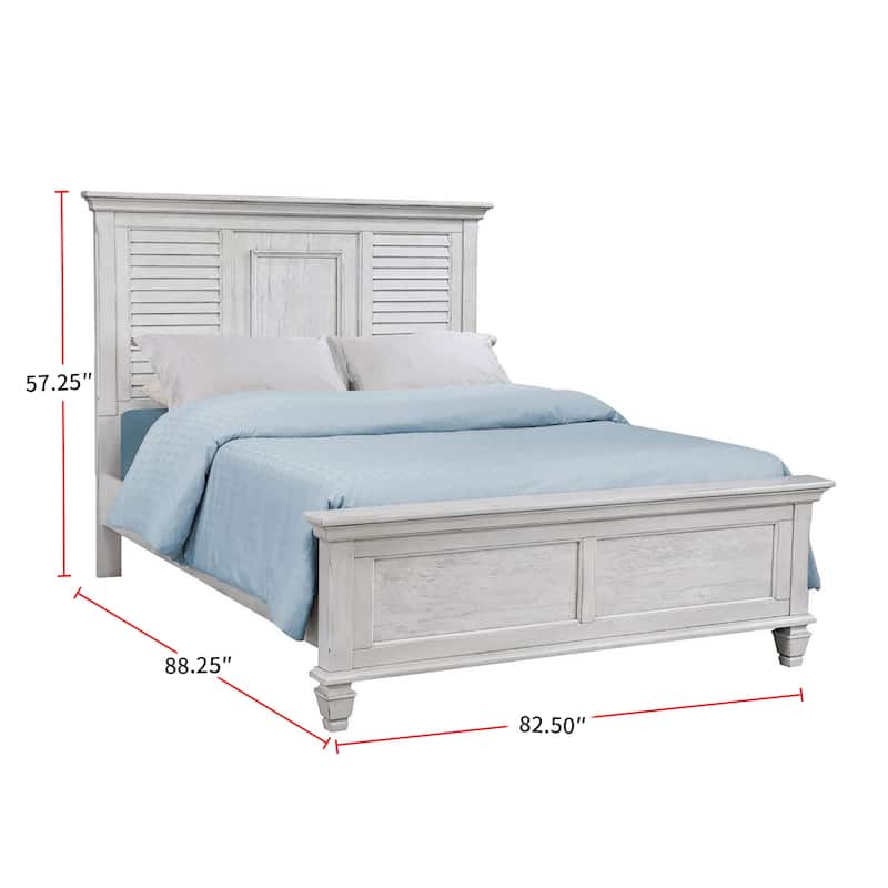 Bed With Panel Headboard, Antique White