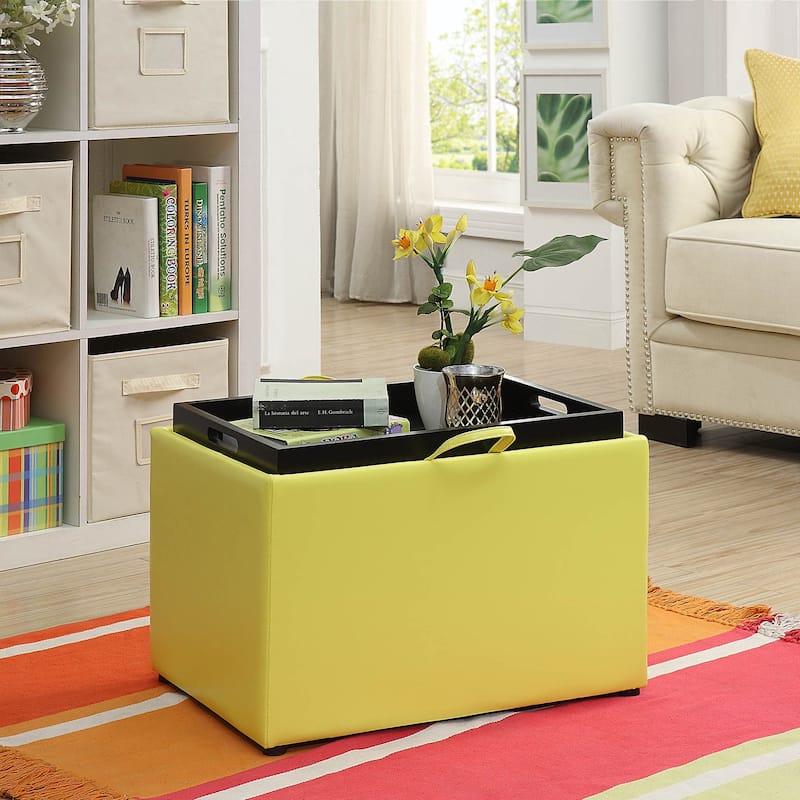 Storage Ottoman with Reversible Tray - Decorative and Functional Accent with Hidden Storage for Modern Living Rooms