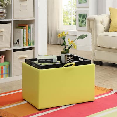 Storage Ottoman with Reversible Tray - Decorative and Functional Accent with Hidden Storage for Modern Living Rooms