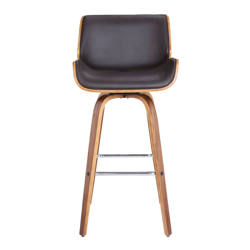 Tyler Mid-Century Swivel Bar Stool, Upholstered Counter Height Chair with Bentwood Legs