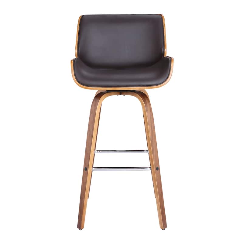 Tyler Mid-Century Swivel Bar Stool, Upholstered Counter Height Chair with Bentwood Legs