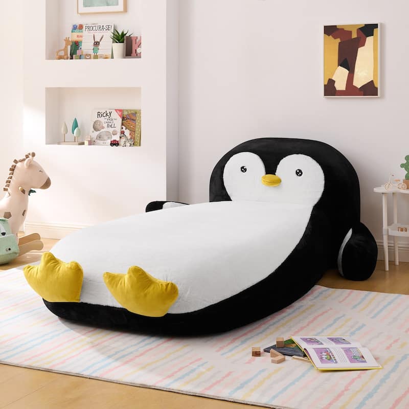 Twin Size Penguin Shaped Bed Lounger Chair for Kids