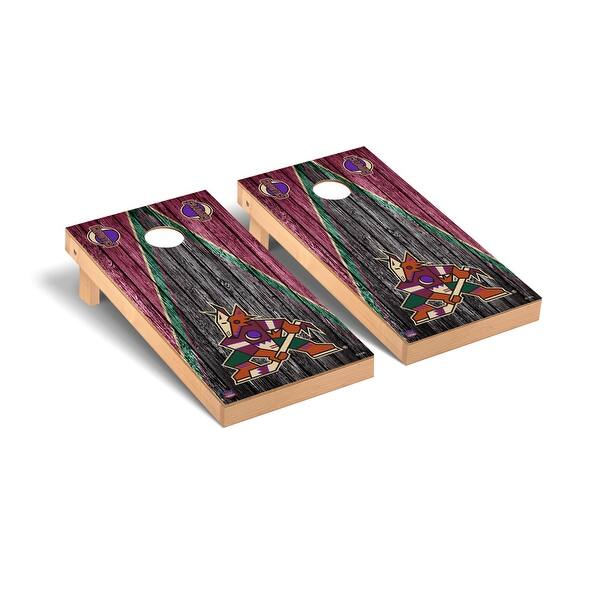 slide 2 of 5, Arizona Coyotes NHL Triangle Cornhole Board Set Include Carrying Case